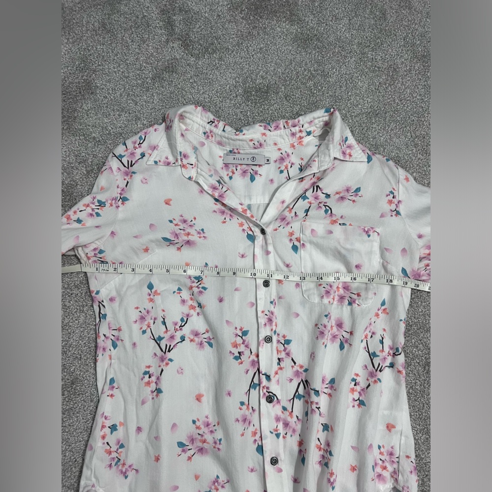 Billy T Floral Button Down Lyocell Spring Blossom Top - Picture 10 of 10